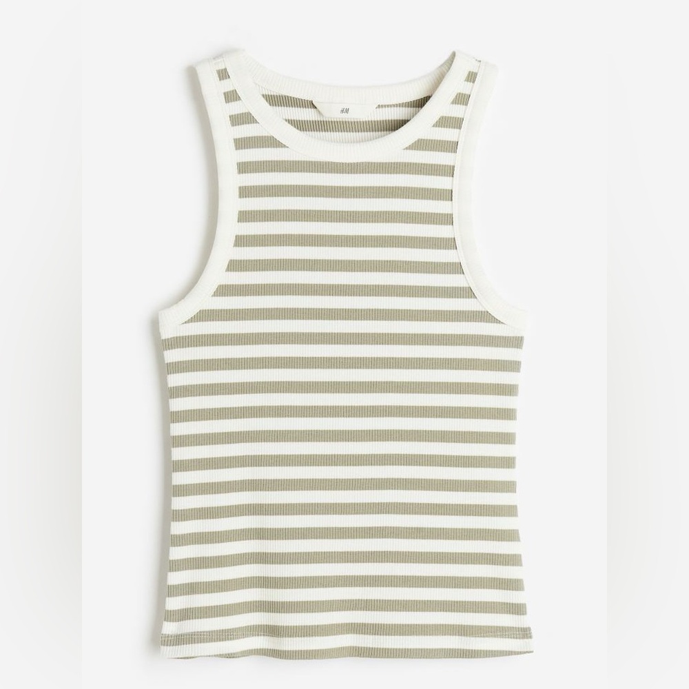 H&M Green and White Striped Tank